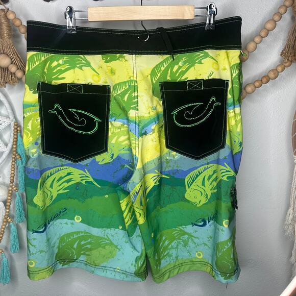 Mojo Sportswear Fish Print Swim Trunks - Picture 2 of 3